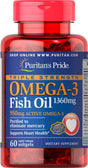 Puritan'S Pride Triple Strength Omega-3 Fish Oil 1360 Mg (950 Mg Active Omega-3) 60