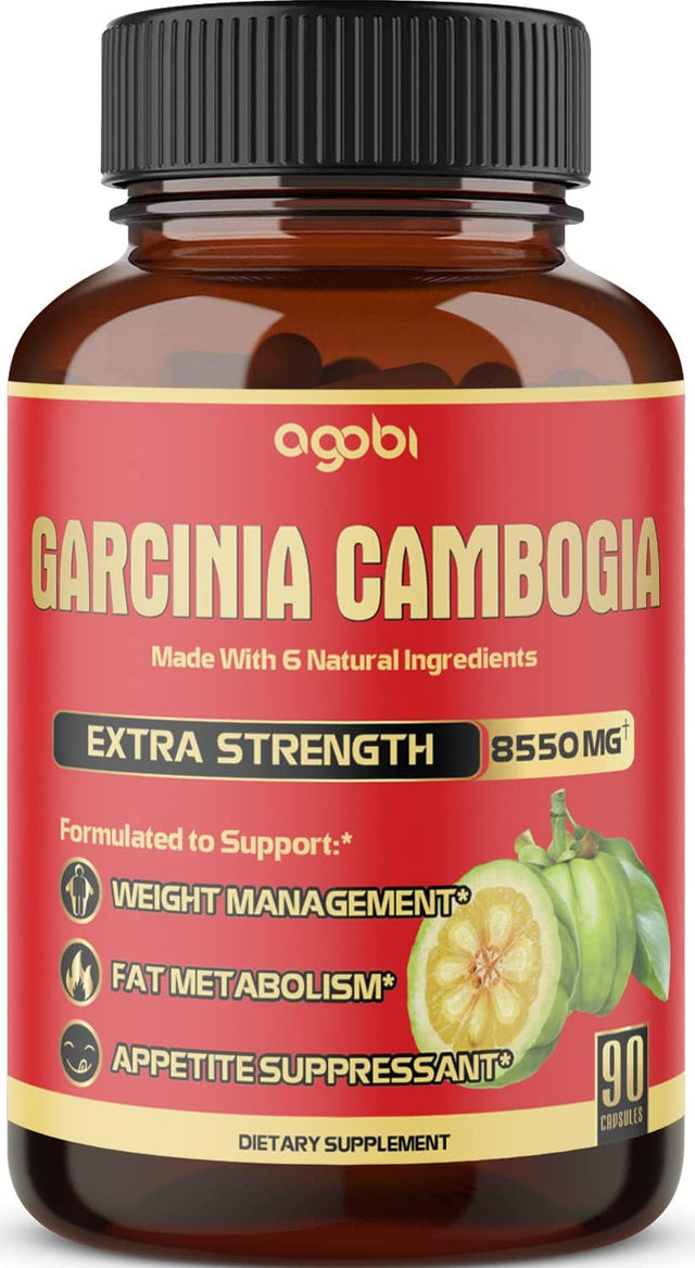 Agobi Pure Garcinia Cambogia Capsules 8550Mg - 6In1 with Green Tea, Arjuna, Garlic Bulb, Turmeric & Black Pepper - Weight Support Supplement - Appetite Suppressant - 90 Counts