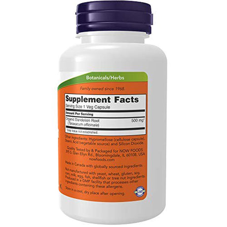 NOW Supplements, Dandelion Root (Taraxacum Officinale) 500 Mg, Herbal Supplement, 100 Veg Capsules