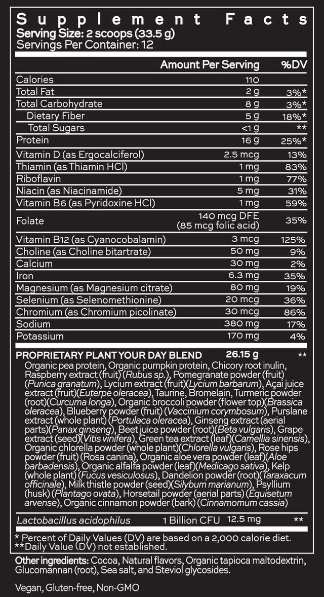 Hush & Hush Plantyourday - Vegan Protein Powder - Supergreens, Superfruits, Superfoods - Low Calorie - Prebiotics & Probiotics - 14.18 Ounce (Pack of 1)