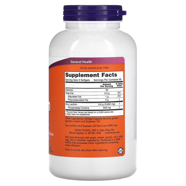 NOW Foods, Non-Gmo Lecithin, 1,200 Mg, 200 Softgels