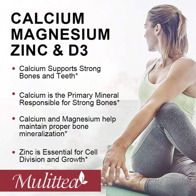 Mulittea Calcium 1000Mg Magnesium 400Mg Zinc 25Mg Vitamin D3 600Iu Health Diet Supplement -120Count