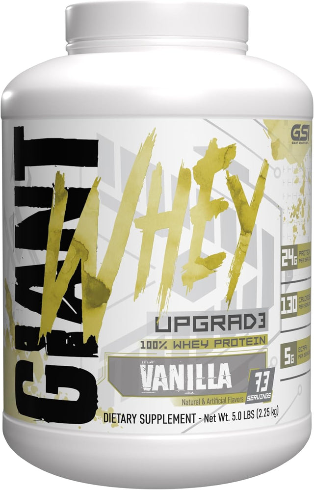 Giant Sports Performance Whey Ultra Premium Protein Powder | 100% Whey, 24G Protein per Serving, 5G Bcaas | Vanilla Ice Cream 5 Pound