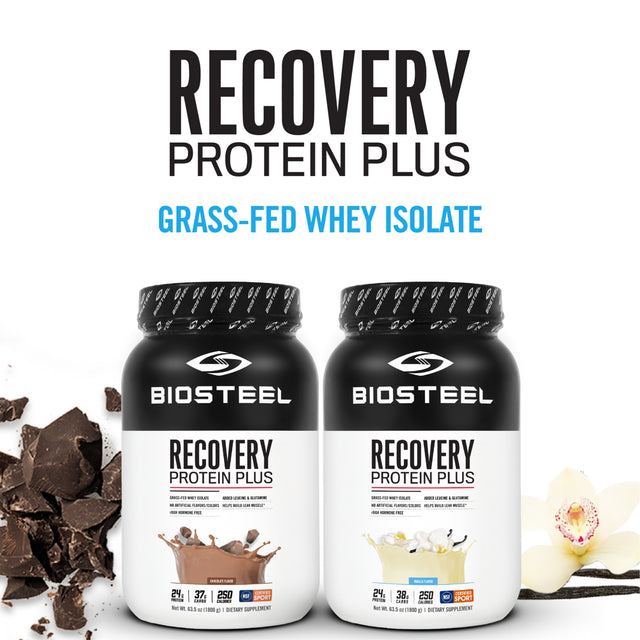 Biosteel Recovery Protein plus Powder, Grass-Fed and Non-Gmo Formula, Vanilla, 27 Servings