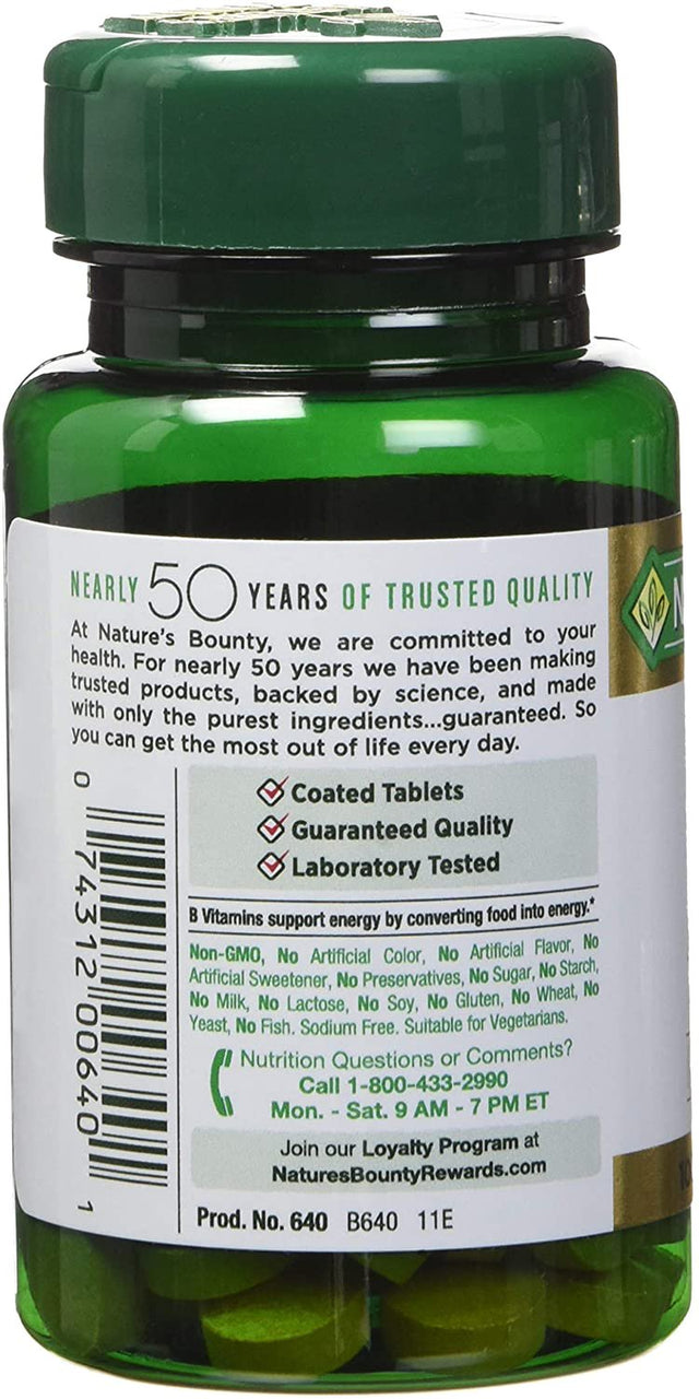 Nature'S Bounty Vitamin B-2 100 Mg, 100 Coated Tablets