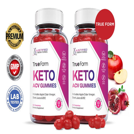 (2 Pack) True Form Keto ACV Gummies 1000MG Dietary Supplement 120 Gummys