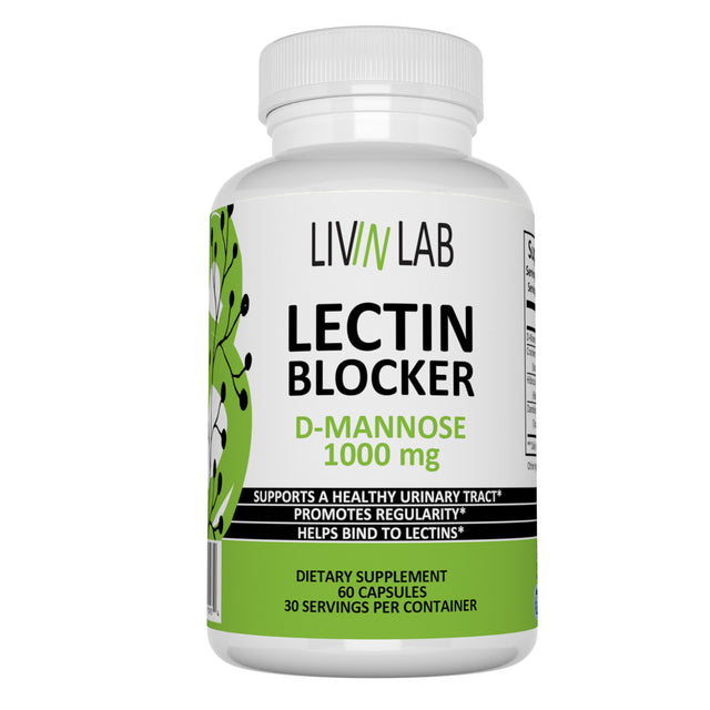 Livin Lab Lectin Blocker | D-Mannose 1000 Mg | Cleanse Urinary Tract | Dietary Supplement to Digestive Health