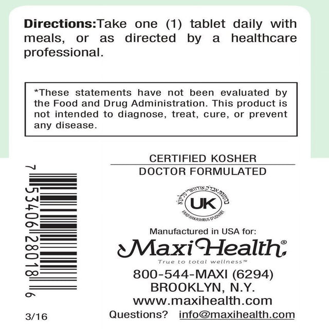 Maxi Health Kosher Vitamin D3 3000 IU - 180 Tablets