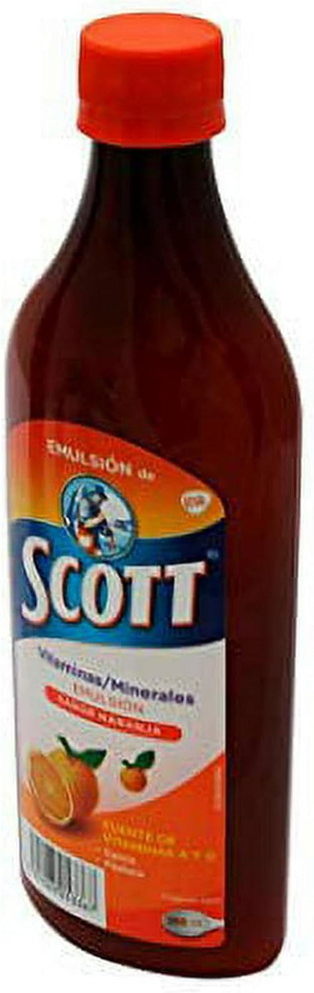 Scott Emulsion Orange Flavor - Family Size 400Ml - Vitamin Supplement Rich in Cod Liver Oil, Vitamins a and D, Calcium and Phosphorus - Emulsion Scott Naranja (2 PACK)