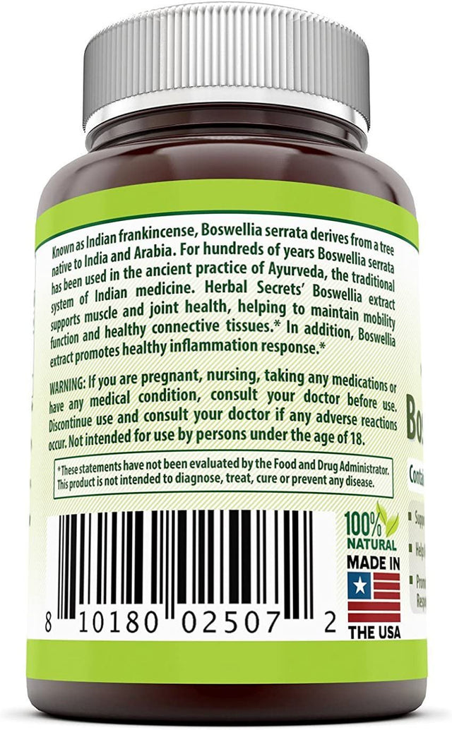 Herbal Secrets Boswellia Serrata Extract (65% Boswellic Acids) 600 Mg 120 Capsules - Pack of 2