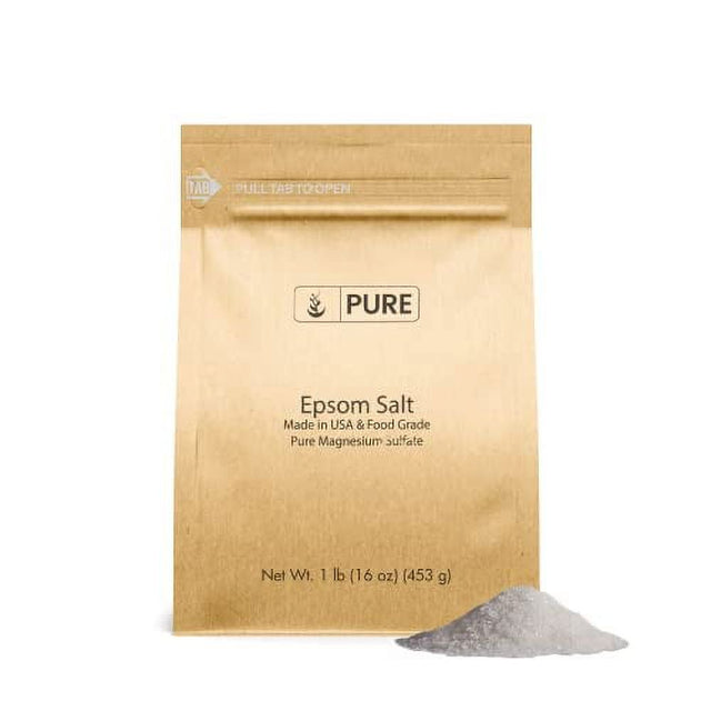 Pure Original Ingredients Epsom Salt (1 Lb) Pure Magnesium Sulfate, Food Grade, Soaking Solution