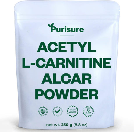 Acetyl L-Carnitine Powder, 250G, ALCAR Powder, Amino Acid Supplement, Acetyl L-Carnitine Supplement for Better Cognitive Performance and Muscular Endurance, Gluten Free, Non-Gmo, 500 Servings