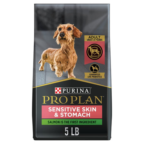 Purina Pro Plan Sensitive Skin and Sensitive Stomach Small Breed Dog Food, Salmon & Rice Formula, 5 Lb. Bag