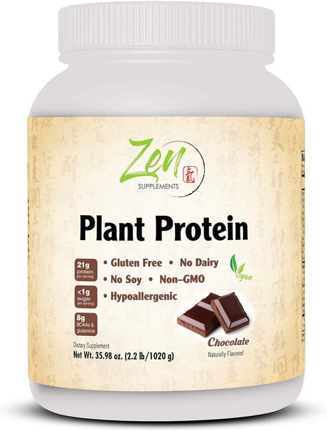 Plant Protein-Chocolate 1020G 2.2Lb-Powder - 23 Grams of Protein per Serving -Vegan, Low Net Carbs, Non Dairy, Gluten Free, Lactose Free, No Sugar Added, Soy Free, Kosher, Non-Gmo