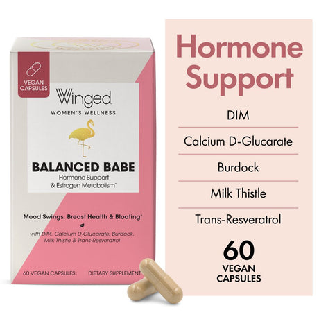 Winged Wellness Balanced Babe Hormone Balancing DIM Vegan Capsules, Women'S Supplement, 30 Servings, 60Ct