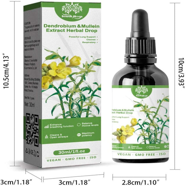 Clearbreath Dendrobium & Mullein Extract - Powerful Lung Support, Clear Breath Dendrobium & Mullein Extract Herbal Drops, Herbal Body Care Essence, Herbal Lung Health Essence