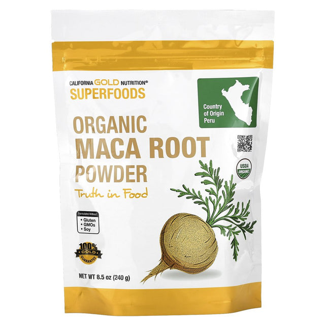 Organic Peruvian Maca Root Powder, USDA Organic, Certified by a Bee Organic, Non GMO, 8.5 Oz (240 G) Pure Powder