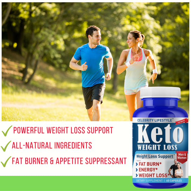 Keto Pills - Advanced Weight Management, Energy, and Appetite Support - Keto Fast Exogenous Ketones Supplement for Improved Focus and Stamina for Women & Men- (60 Capsules) by Celebrity Lifestyle