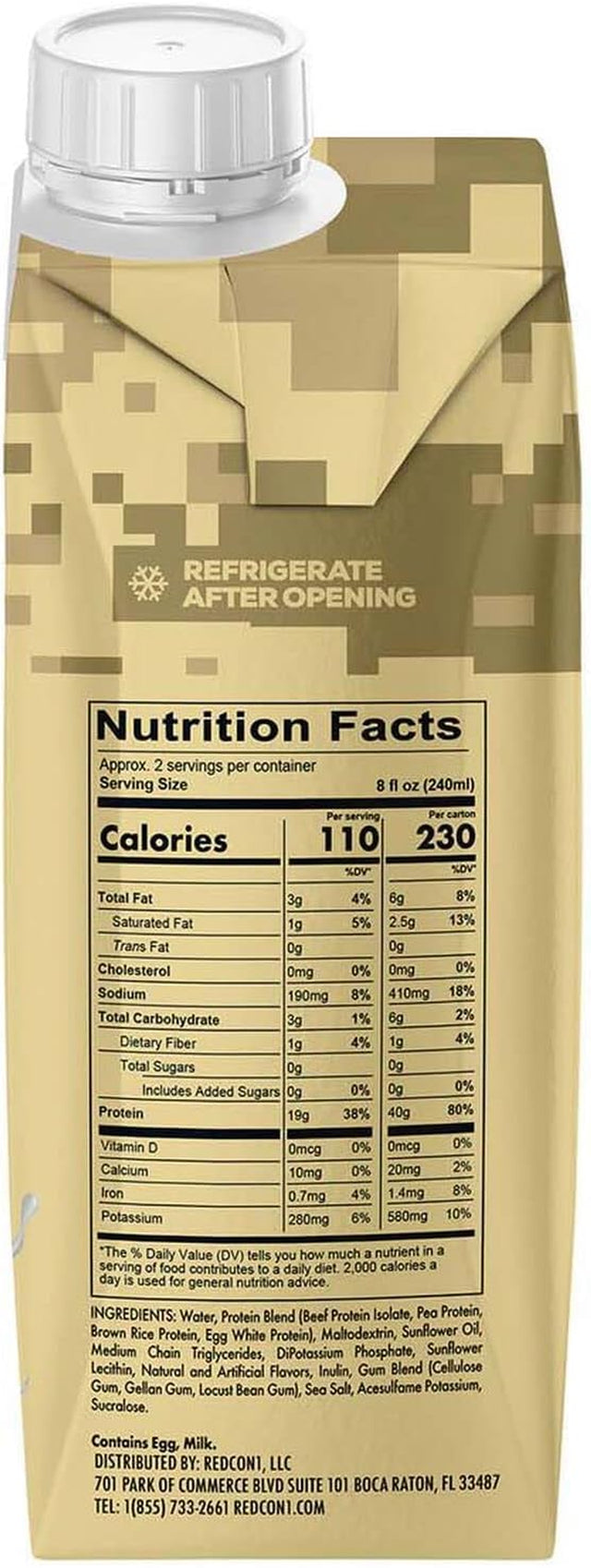 REDCON1 MRE Protein Shake RTD - Vanilla Milkshake - 12 Cartons