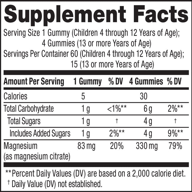 Natural Vitality CALM Kids Sweet Citrus Flavored Magnesium Supplement Gummies, 60 Count