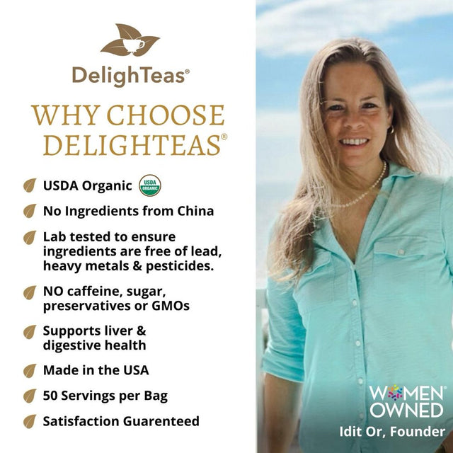 Delighteas Organic Milk Thistle Loose Tea | Ayurvedic Stomach Relief, Digestive Health (50 Servings)