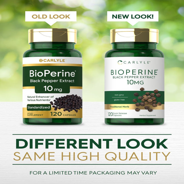 Bioperine 10Mg 120 Capsules | Sourced from Black Pepper Extract | by Carlyle