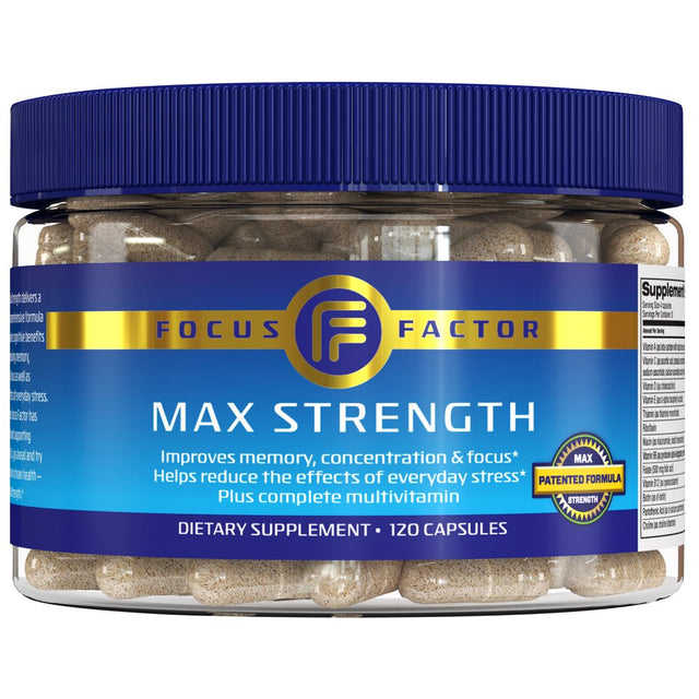 Focus Factor Max Strength - Brain Health Supplement + Multivitamin, Unisex 120Ct