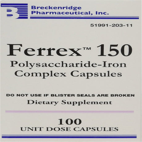 Breckenridge Ferrex 150 Polysaccharide Iron Complex Capsules 100 Ea (Pack of 2)