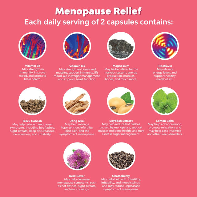 Complete Herbal Menopause Supplement for Women - Multibenefit Menopause Relief Hormone Balance for Women for Night Sweats Mood and More with Dong Quai Vitex Chaste Berry and Black Cohosh - 25 Servings