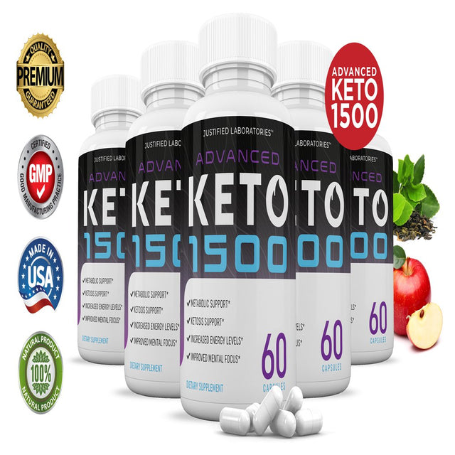 (5 Pack) Advanced Keto 1500 Pills Includes Apple Cider Vinegar Gobhb Exogenous Ketones Advanced Ketogenic Supplement Ketosis Support for Men Women 300 Capsule