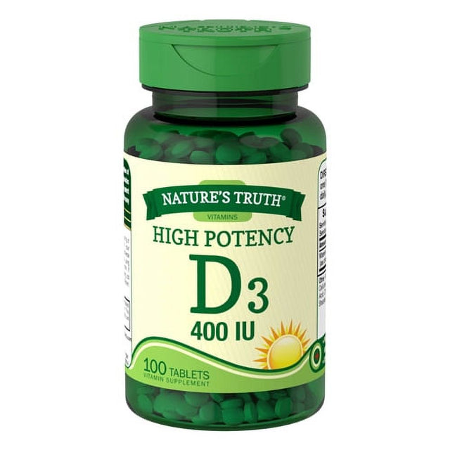 Natures Truth High Potency Vitamin D3 400 IU Tablets, 100 Ea, 3 Pack