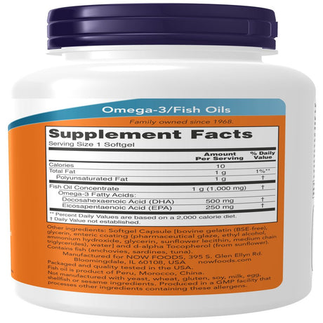 NOW Supplements, DHA-500 with 250 EPA, Molecularly Distilled, Supports Brain Health*, 90 Softgels