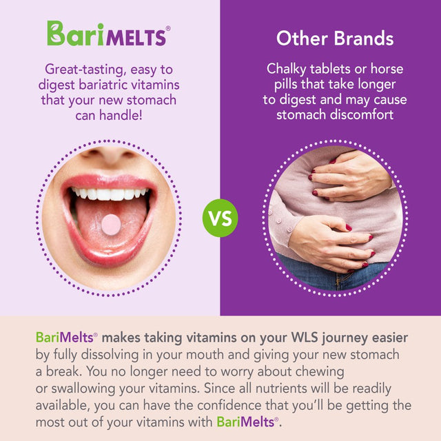 Barimelts Bariatric Biotin to Support Healthy Skin, Hair, and Nails Growth, Post Weight Loss Surgery Patients, 90 Smooth-Dissolving Tablets, Strawberry Flavor