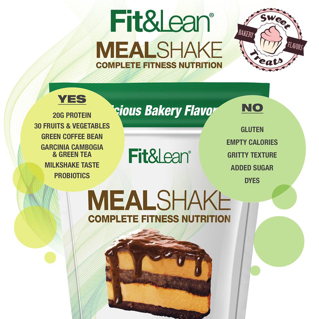 Fit & Lean Meal Shake Meal Replacement with Protein, Fiber, Probiotics and Organic Fruits & Vegetables, Chocolate Peanut Butter Pie, 1Lb, 10 Servings