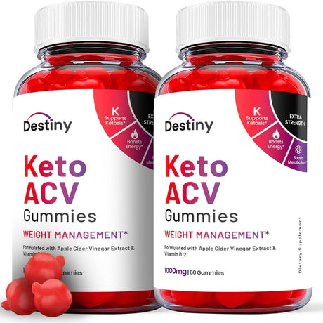 (2 Pack) Destiny Keto ACV Gummies - Apple Cider Vinegar Supplement for Weight Loss - Energy & Focus Boosting Dietary Supplements for Weight Management & Metabolism - Fat Burn - 120 Gummies