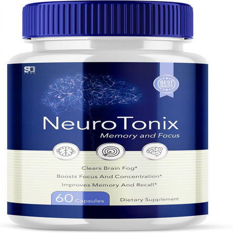 (1 Pack) Neurotonix - Neuro Tonix - Memory Booster Dietary Supplement for Focus, Memory, Clarity, & Energy - Advanced Cognitive Formula for Maximum Strength - 60 Capsules