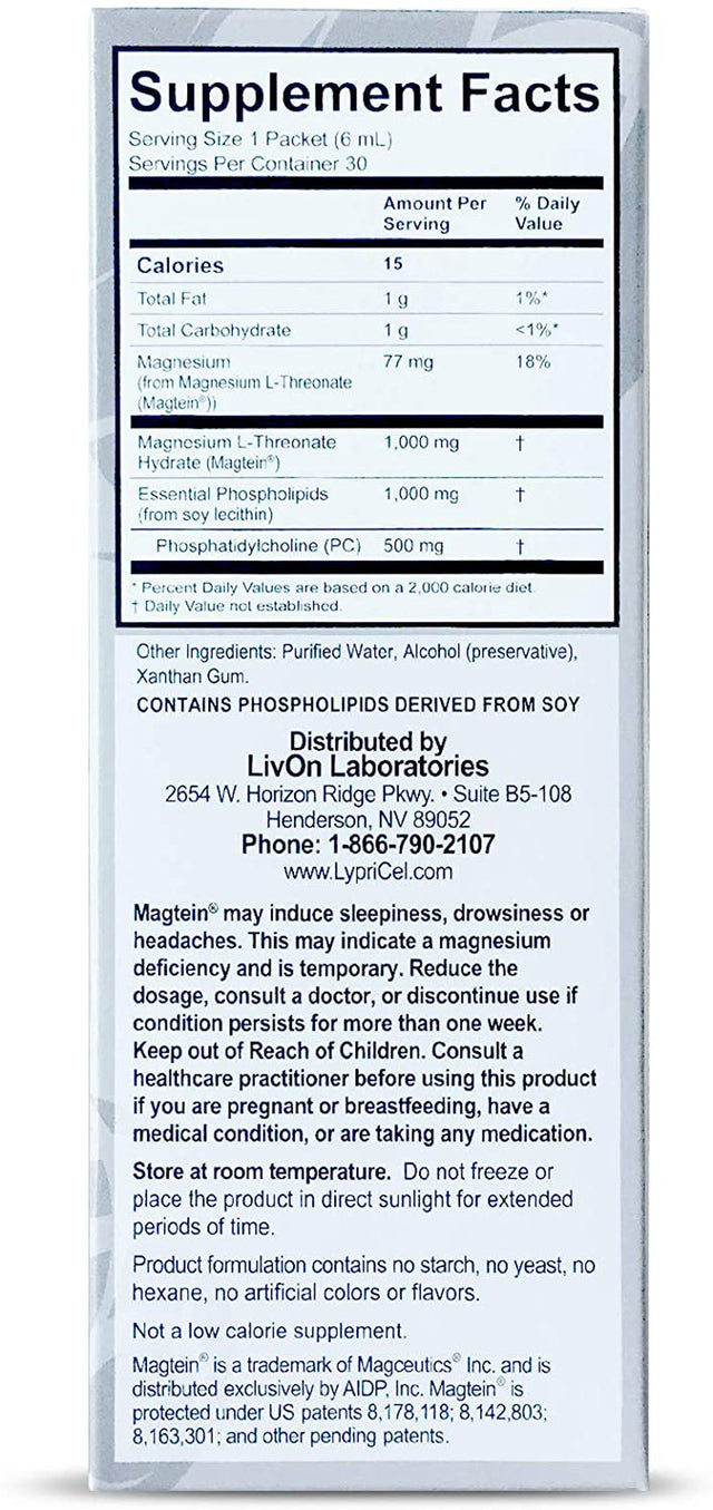 Lypricel Liposomal Magnesium L-Threonate 30 Packets