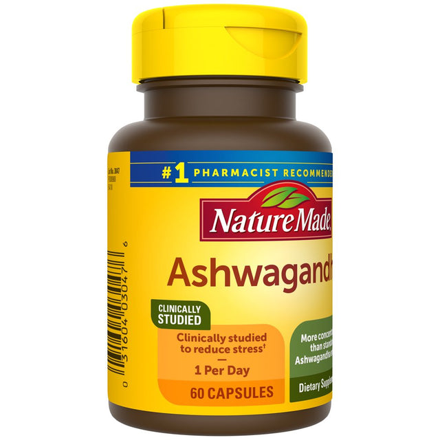 Nature Made Ashwagandha Capsules 125Mg, Dietary Supplement for Stress Support, 60 Count