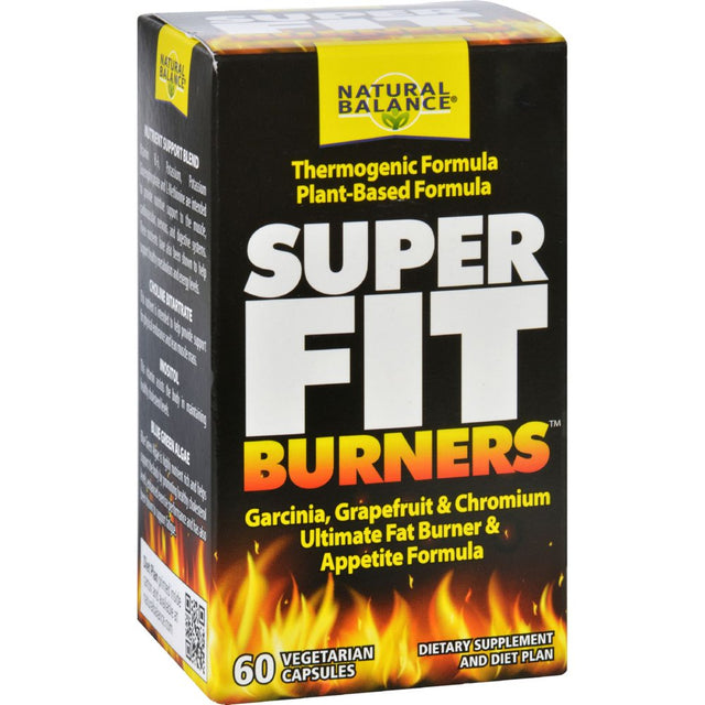 Natural Balance Super Fit Burners | Fat Burner & Appetite Supplement & Plan | Healthy Weight Formula W/ Garcinia & Grapefruit | 60 Vegcaps, 15 Serv.