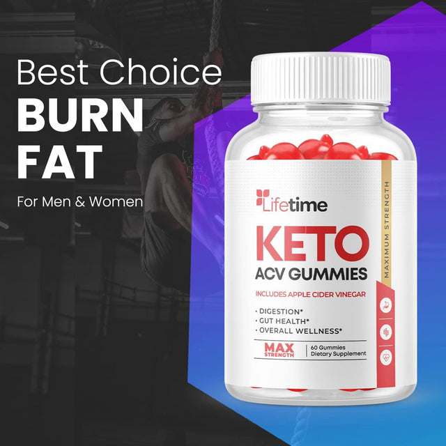 (1 Pack) Lifetime Keto ACV Gummies - Supplement for Weight Loss - Energy & Focus Boosting Dietary Supplements for Weight Management & Metabolism - Fat Burn - 60 Gummies