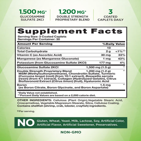 Glucosamine Chondroitin MSM Complex | 90 Caplets | Double Strength Supplement | Non-Gmo, Gluten Free | by Nature'S Truth