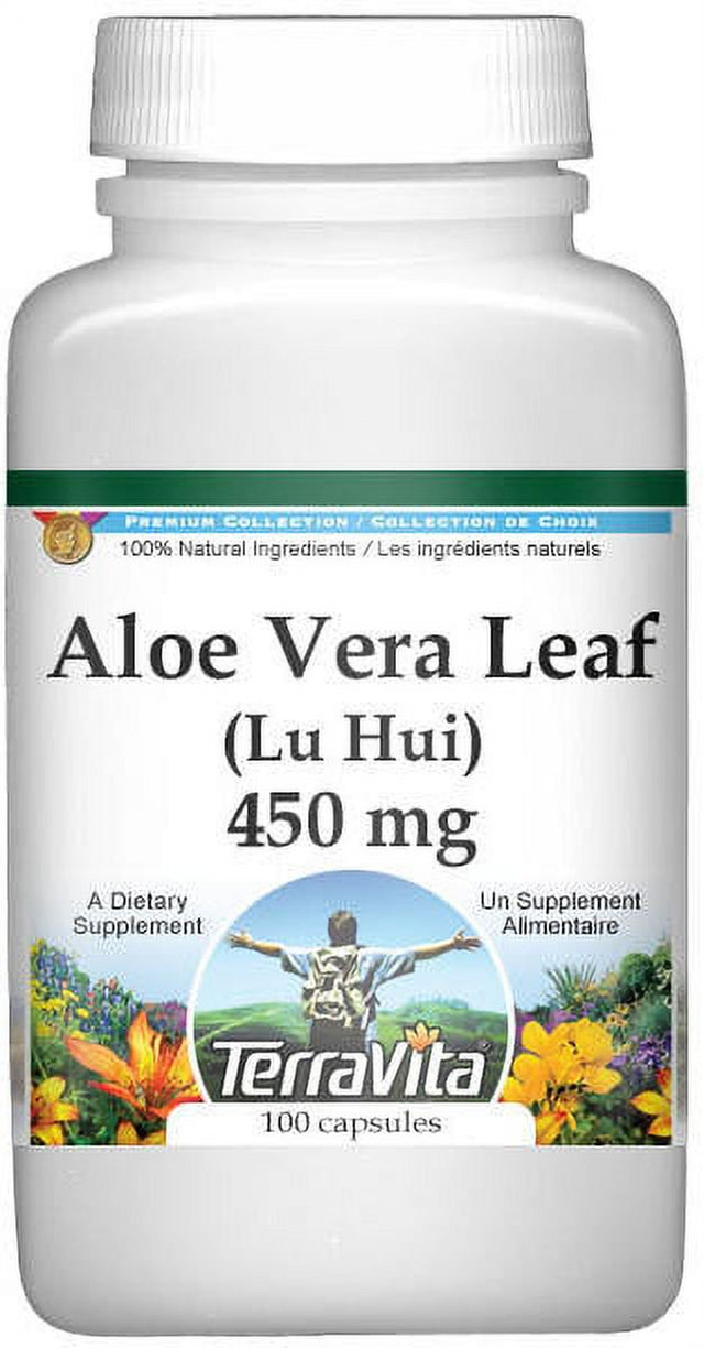 Terravita Aloe Vera Leaf (Lu Hui) - 450 Mg, (100 Capsules, 1-Pack, Zin: 511881)