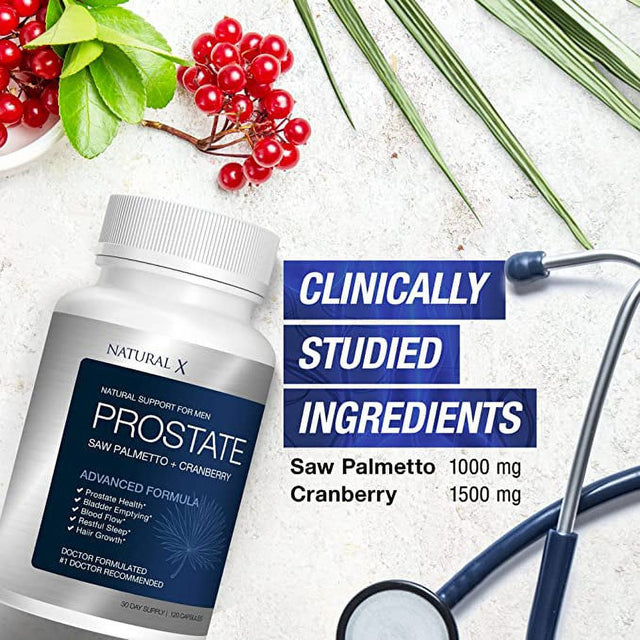 Prostate Health Supplement for Men, Saw Palmetto for Better Bladder Control, Enlarged Prostate, Urinary Support, DHT Beta Blocker for Hair Growth, Reduce Bathroom Trips - Advanced Cranberry Blend