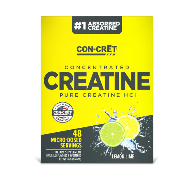 CON-CRET Patented Creatine Hcl Lemon Lime Powder, Workout Supplement, 48 Servings