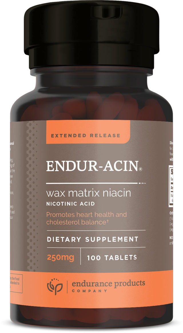 ENDUR-ACIN 250Mg Niacin - Extended Release for Optimal Absorption & Low-Flush Vitamin B-3, 100 Tablets - Non-Gmo, Vegan, Gluten Free - Endurance Products Company