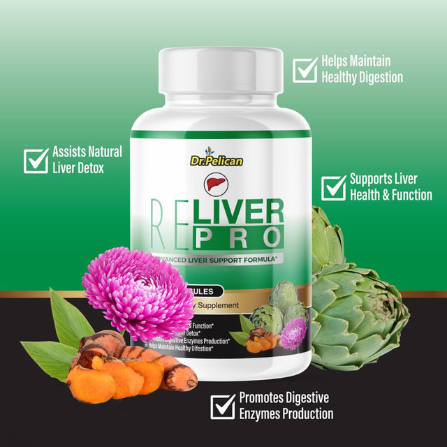 Reliver Pro- Healthy Digestion/ Liver Detox & Function- 60 Capsules- Dr. Pelican