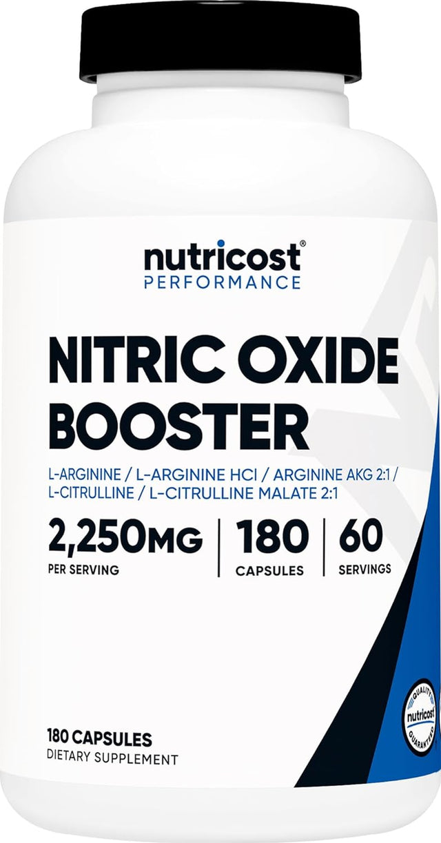 Nutricost Nitric Oxide Booster 750Mg, 180 Capsules - 2250Mg per Serving - Gluten Free and Non-Gmo