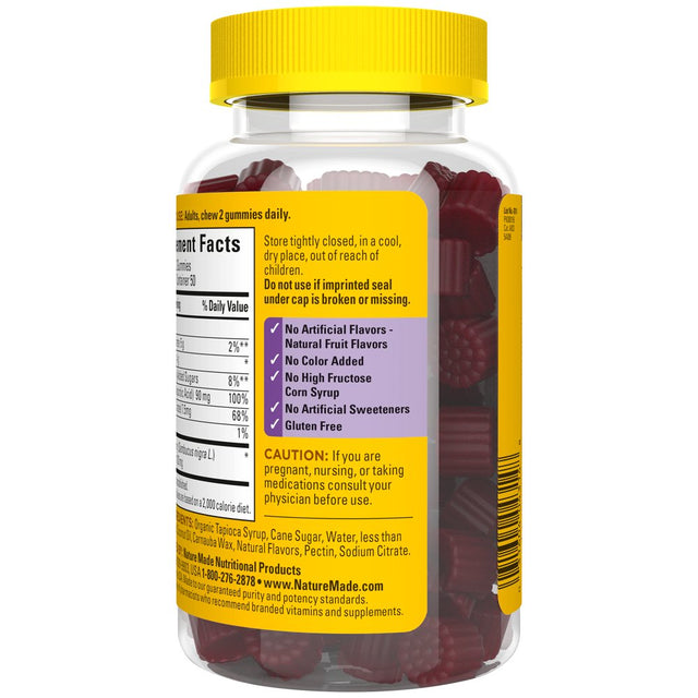 Nature Made Elderberry with Vitamin C and Zinc Gummies, Dietary Supplement, 100 Count