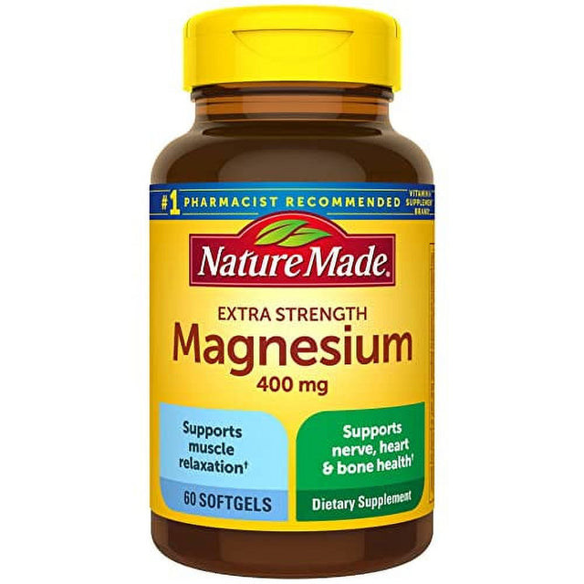 Nature Made Extra Strength Magnesium Oxide 400 Mg, Dietary Supplement for Muscle, Nerve, Bone and Heart Support, 60 Softgels, 60 Day Supply