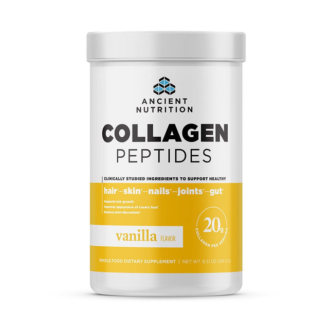 Collagen Peptides Powder by Ancient Nutrition, Vanilla Hydrolyzed Collagen, Supports Healthy Skin, Joints, Gut, Keto and Paleo Friendly, Vanilla, 8.51 Oz